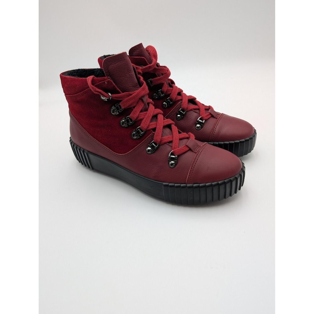 Josef Seibel Boots Womens Size 6 Red Leather‎ Ankle Snow Faux Fur Lined Winter